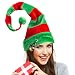 Christmas Elf Hat, Novelty Funny Christmas Hat Dress Up Accessory Long Striped Felt Hat with Cute Brooch Pin for Kids Adults Holiday Theme Photos Props Christmas Party Favors