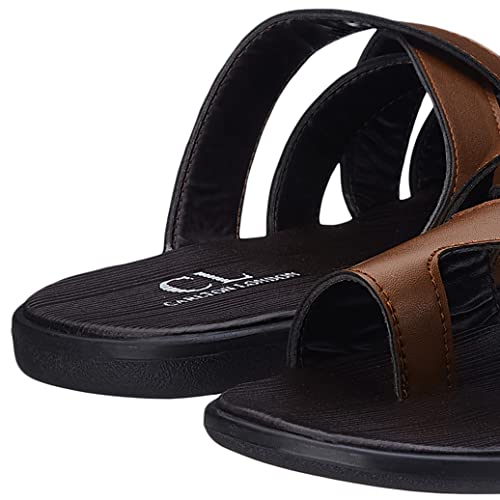 Carlton London mens Tan Men's Thong Sandals Flat Sandal