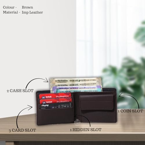 Image of Thebaegift Men's Personalized Wallet I Customized Slim Stylish Leather Purse with Name & Charm I Unique Birthday Anniversary Gift for Men Boy Love Husband Employees Clients (Brown IMP)