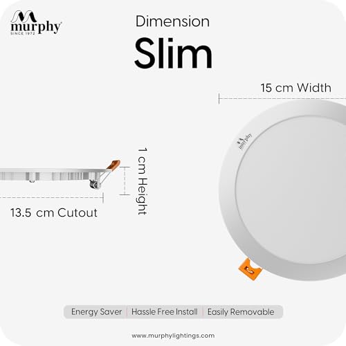 Image of Murphy Aluminium 12-Watt Slim Round Led Panel Ceiling Light (Warm White, Pack Of 1)