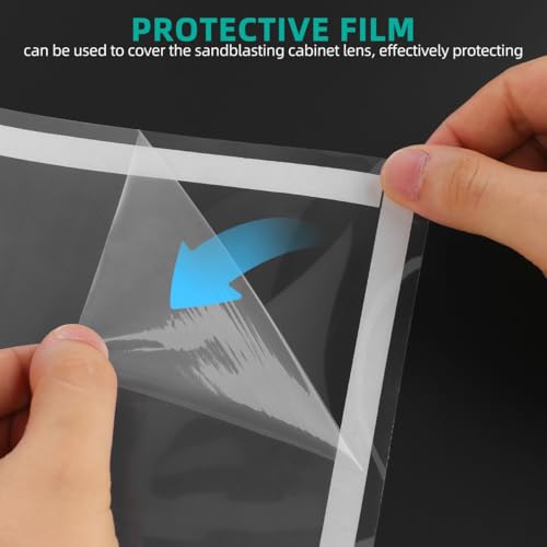 DIYEAH 6 Stück Linsenabdeckungen für Sandstrahlkabinen – 22 x 10 Zoll abrasive Fensterschutzfolie – transparente, selbstklebende Sandstrahlfolie – hochauflösende Sicht auf