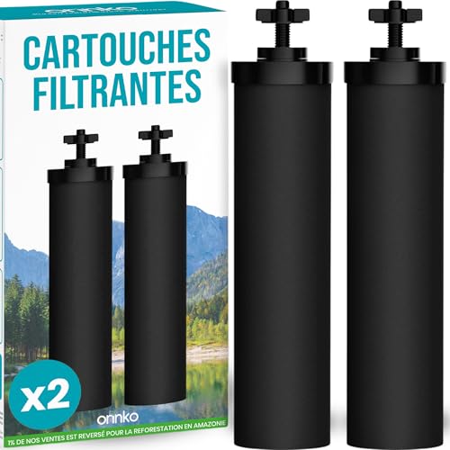 ORINKO® Cartouches Filtrantes pour Filtre à Eau Gravité – Compatibles avec Filtres Berkey et Berkefeld – Filtration Naturelle Charbon Actif Efficace Haute Performance – Eau Robinet & Pluie – Pack x2