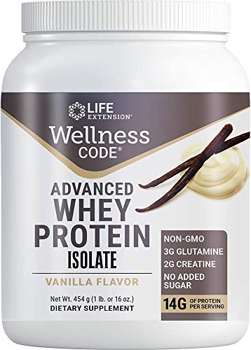 Life Extension Wellness Code Advanced Whey Protein Isolate, Vanilla, 454 Gram