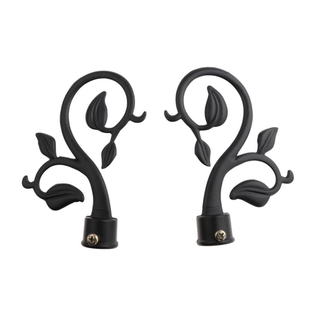 1 Pair Decorative Curtain Drapery Rod/Pole Finials Ends for 22mm Curtain Poles - Black, as described