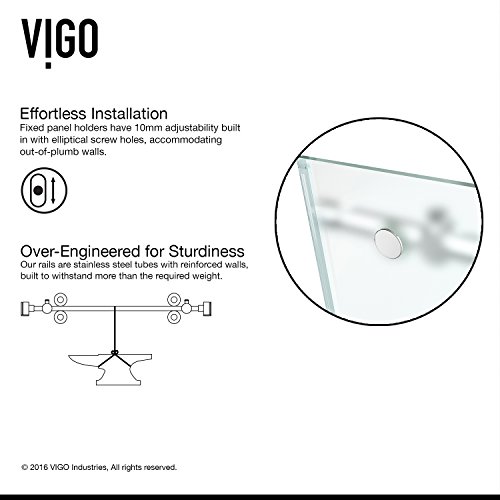 Vigo Adjustable 56 - 60 In. W X 74 In. H Frameless Sliding Rectangle Shower Door With Frosted Tempered Glass And Stainless Steel Hardware In Chrome Finish With Right Handle - Vg6041Chmt6074R #TOP6
