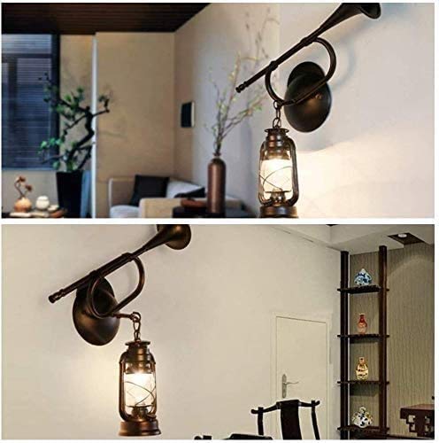 Trompeta de hierro forjado E27 para iluminar estancias oscuras con estilo retro 4