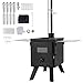 VEVOR Camping Wood Stove Alloy Steel Camping Tent Stove, Portable Wood Burning Stove with Chimney Pipes & Gloves, 1400in³Firebox Hot Tent Stove for Outdoor Cooking and Heating with 8 Pipes