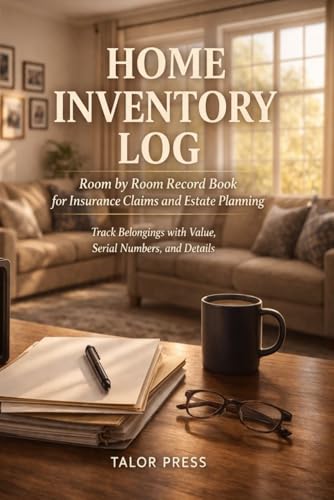 Home Inventory Log: Room by Room Record Book for Insurance Claims and Estate Planning | Track Belongings with Value Serial Numbers and Details | Property Organizer