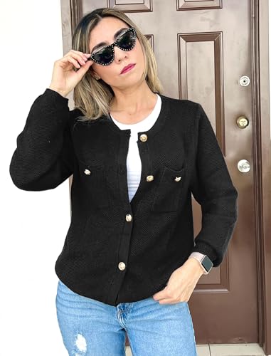 Zeagoo Womens Knit Cardigan Sweaters Button Down Shirts Long Sleeve Crew Neck Ribbed Knit Blouse Open Front Work Tops3