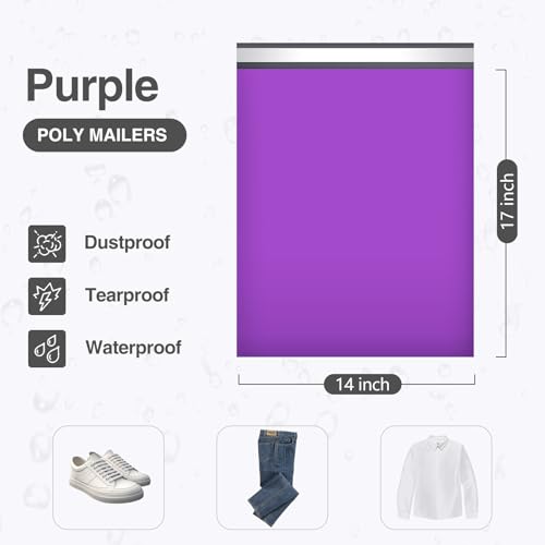 Image of UCGOU 14x17 Purple Poly Mailers Shipping Bags 100 Pcs Large Poly Mailers Mailing Bags for Shipping Clothes Self Sealing Package