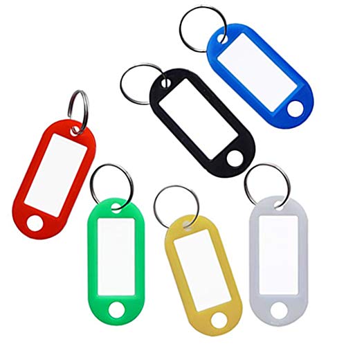SENHAI 12 pcs Wristband Keychains & 6 pcs Key Tags, Plastic Coil Stretch Elastic Spring Spiral Bracelet Key Ring for Gym Pool ID Badge, Plastic ID Tags with Label Window for Keychain Pet Luggage Bag - Thumbnail 2