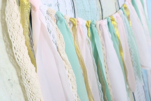 Lace Tassel Garland Fabric Garland Rag Tie Garland Shabby Chic Blush Banner Wedding Backdrop Wedding Decor Baby Shower Party Decor Home Decor Wall Hanging Boho Decor Fall Decor Birthday Banner - Thumbnail 4