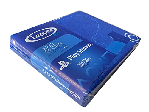 Jogo de Cama Microfibra Solteiro Estampado Playstation 1,40 m x 2,20 cm Com 2 peças