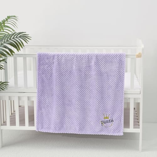 Image of CREVENT 30''X40'' Cute Cozy Fluffy Warm Baby Blanket for Girls Infants Toddlers' Bedding Crib Cot Stroller, Baby Shower Birthday Newborn's Gift - Purple Crown 75X100cm