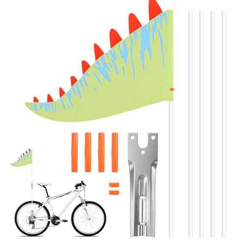 prota Fahrradwimpel Verstellbares Dreieck Fahrradfahne 166cm Sicherheitswimpel mit Befestigungswinkel Wimpel Fahrradanhänger Fahne Fahrradanhänger Fahrradzubehör für Mountainbike