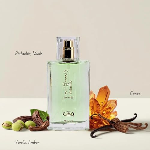 Image of Al-Rehab Choco Musk Pistachio 3-Piece Gift Set - Eau de Parfum 50ml + Shower Gel 200ml + Body Mist 250ml - Pistachio & Vanilla Unisex Collection