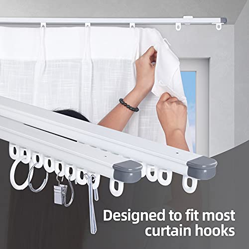 ZSTARR Retractable Ceiling Curtain Track, Measurement-Free Curtain Track 51''-94'',For Room Divider, Shower Curtain, Parallel bay window, RV Curtain Track (2Sets) White by ZSTARR - Image 2