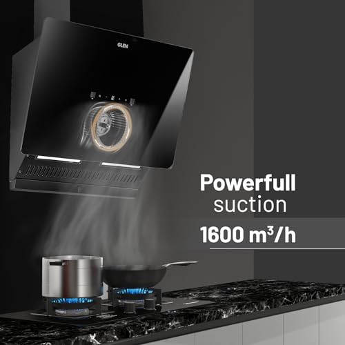 Image of Glen 60 cm 1600 m /hr BLDC Slant Kitchen Chimney |Intelligent Auto Clean |Wider Suction Area|(Hood Play 60,Touch & Gesture Control,Black)