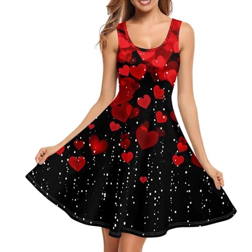 Image of Women's Casual Loose Sundress Midi Sleeveless Crewneck Dress Summer Beach Tank Dress with Pockets