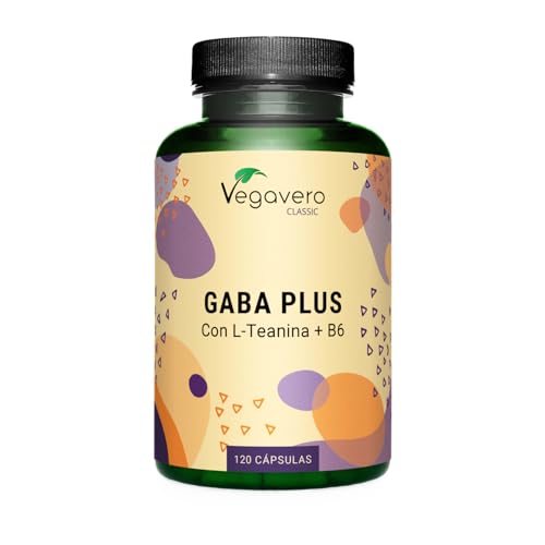 GABA 1000 mg + L TEANINA | Alta Concentración | Vitamina B6 | SIN ADITIVOS | Para Estrés y Dormir | 100% Vegano | 120 Cápsulas