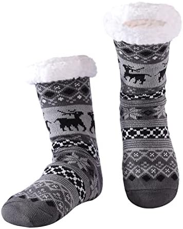 Hisonwel Mens Slippers Socks, Warm Fluffy Socks with Sherpa Fleece Non Slip, Gifts For Men