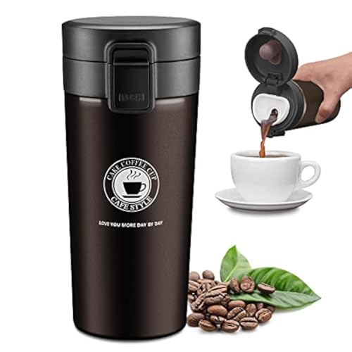 Tazza Termica Viaggio Caffè Thermo Bottiglia Acqua, Borraccia Acciaio Inox,Senza BPA,380ml