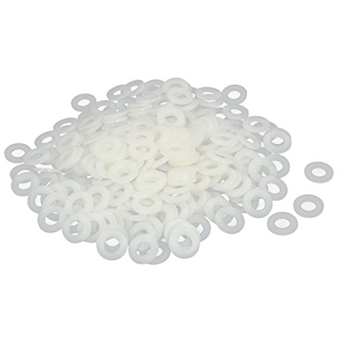 sourcingmap M10 x 20mm x 2mm Nylon Flat Pads Insulating Washers Spacers Gaskets Fastener Grey White 400PCS