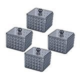 SOPOTUTU 4 Stück Teiliges Aufbewahrungsset für Wattepads und Wattestäbchen mit klarem Deckel...