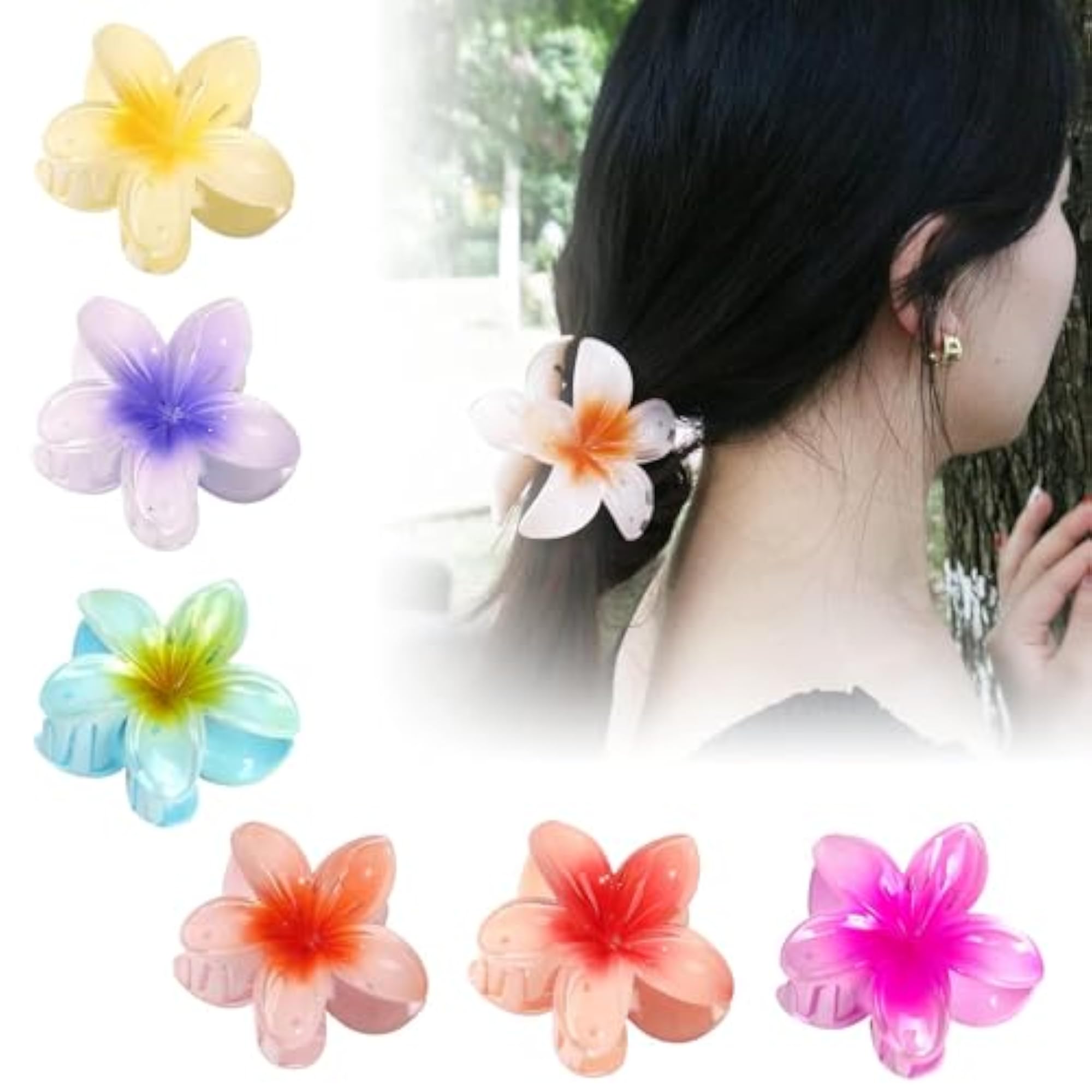 Floral Design Claw Clips Set for Women and Girls, 6pc