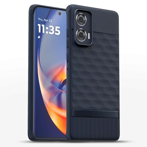 Image of Pikkme Back Cover for Motorola Motorola Moto Edge 50 Fusion 5G / Motorola Moto G96 5G Soft Grip 3D Hexa Cube Texture Silicone Bumper Case (Blue)