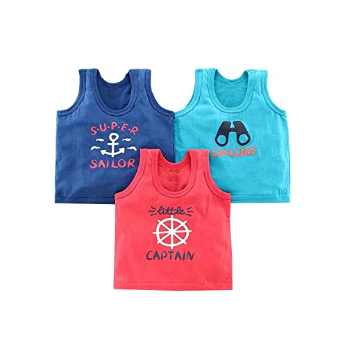 Image of KIKE Newborn Baby Printed Sleeveless Regular Fit Vest for Kids Pack of 3