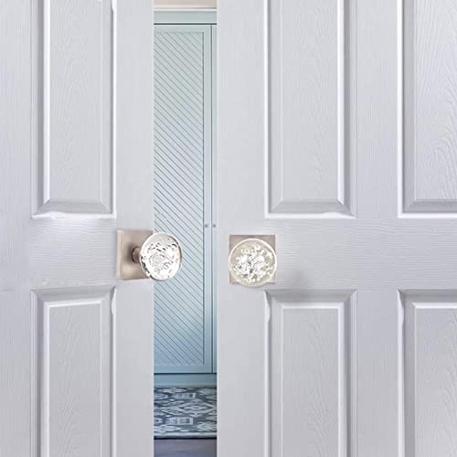Hiemey 4 Pack Dummy Bifold Door Knob Set, Inactive Hall Closet Door Knobs Interior, Round Clear Bubble Ball Crystal Glass Door Knobs Brushed Nickel, Bs-025 #TOP7