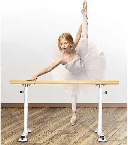 Adjustable Portable Wooden Ballet Barre - Freestanding Dance Pole with Non-Slip Base for Kids & Adults - Perfect for Home Practice & Dance Training Sessions