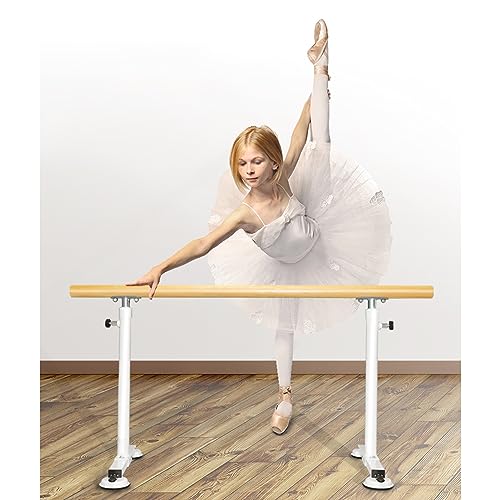 LWJQRSP Ballet Barre Wooden Freestanding Dance Pole Portable Mobile Height Adjustable Ballet Bar with Non-Slip Foot Horizontal Ballet Stick for Adults Children Dancing (White 1.5m) - Thumbnail 3