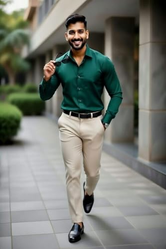 Image of Men's Formal Shirt and Trouser Combo Set | Slim Fit Stylish Office Wear | Premium Cotton Blend Shirt Pant Set for Men | Top & Bottom Clothing Set
