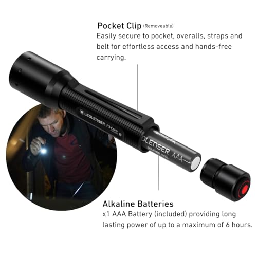 Ledlenser P3 Core | 2021 | LED Small Torch, 90lm, Up to 6h Run Time, Focusable 110m Beam, Lightweight 42g AAA Battery Keyring Flashlight, IP54 Water Resistant, Ideal for Hiking, Dog Walking, Camping - Image 2