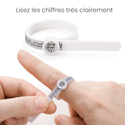 Meowoo Mesure Taille Baguer,EU Anneau Sizer Doigt Bague Dimensionnement Mesure pour Hommes Femmes Enfants Vérifier Taille de Bague(White) – vue 2