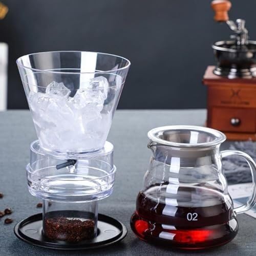 Cold Brew Drip Tower,Glass Coffee Maker with Adjustable Water Flow, Detachable Design Slow Drip Technology for Smooth Iced Coffee