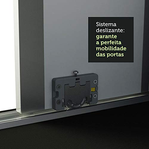 Guarda Roupa Casal 100% MDF Madesa Royale 3 Portas de Correr com Espelho - Preto