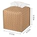 zoocatia Tissue Box Cover PU Leather Tissue Holder Square Facial Tissue Case Facial Paper Organizer Dispenser for Bathroom, Vanity Countertop, Tabletop, Car, Khaki