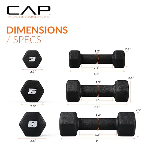 Image of CAP Barbell Neoprene Dumbbell Weights Pairs & Sets | Black