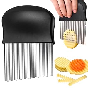 JAYVAR Crinkle Cutter, French Fry Cutter for Potatoes Stainless Steel Potato Carrot Chip Vegetable Crinkle Wavy Slicer