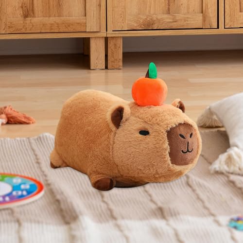 Jouet capybara avec son intégré peluche allongée 30 cm interactive - 4