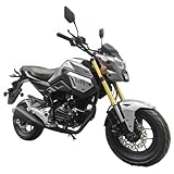 X-PRO Vader 150 Street Motorcycle with 5-Speed Manual Transmission, Electric/Kick Start! 12' Wheels! (Grey)