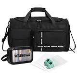 MAXTOP Large Gym Bag for Men Women with Shoe Compartment Wet Dry Separation Black Carry on Duffle Bag for Travel Sports Yoga Fitness Weekend Outdoor Activities