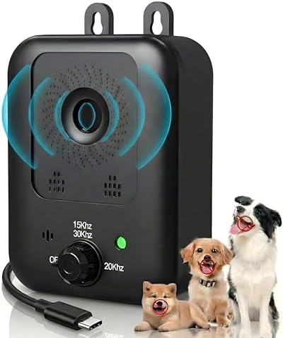 Anti Barking Device for Dogs, 50ft Ultrasonic Dog Barking Deterrent Training Devices, IPX4 Waterproof Automatic Bark Control Box, Safe & Humane for Own or Neighbor Dogs, 3 Modes, Type-C Rechargeable