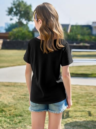 Image of Imily Bela Girls Short Sleeve T Shirts Casual Crewneck Fashion Tees Kids Summer Tops 5-14 Years