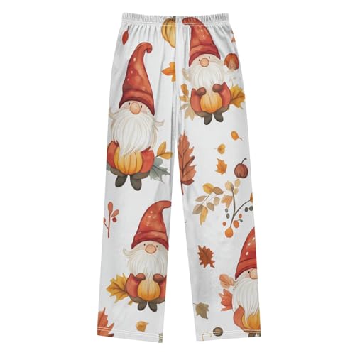 Autumn Gnome Pumpkin Boys Long Pants Soft Trousers Elastic Waist Kids Lounge Bottoms with Pockets S-XL2