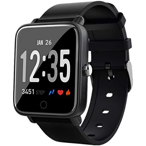 Smart Watch, Fitness Tracker Watch with Blood Oxygen Heart Rate Blood Pressure Sleep Monitor Waterproof Pedometer Camera Music Control Call SMS Alert for Men Women Compatible with Android IPhone Cover