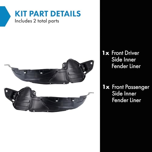 Image of TRQ Front Inner Fender Liner Set Compatible with 2002-2005 Honda Civic HO1248119 HO1249119